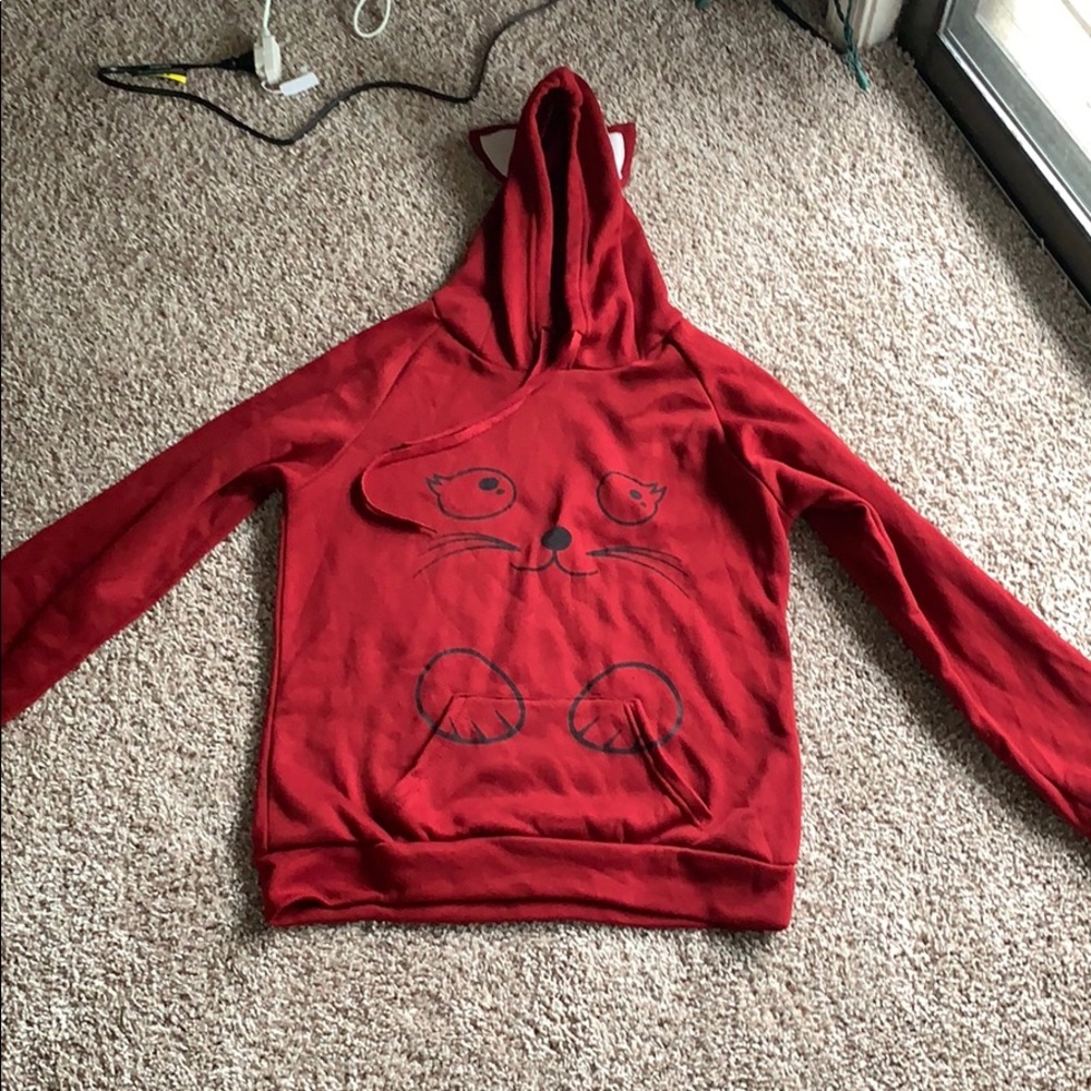Cute, red hoodie with cat ears